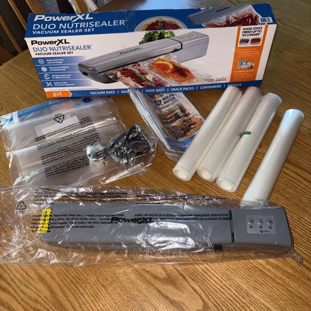 PowerXL Vacuum Sealer 6-in-1 Double Airtight Seal Gray Duo Food Machine